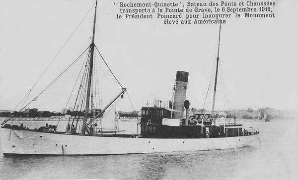 Le QUINETTE DE ROCHEMONT en 1919 dans l'estuaire de la Gironde